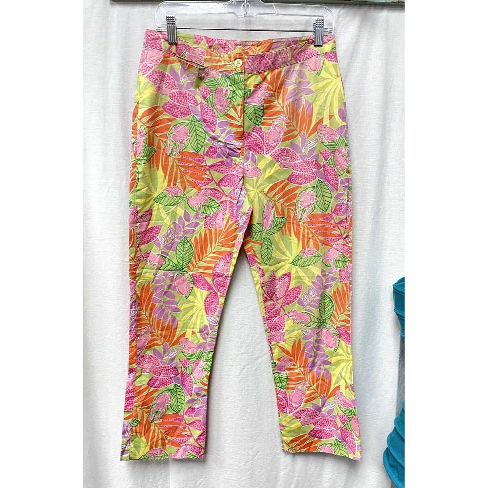 Lilly Pulitzer Womens Size 6 Capri Pants Guava Green Print VTG